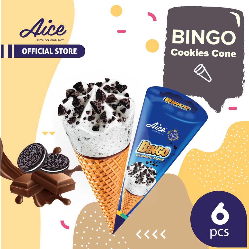 Aice Bingo Cookies Cone isi 6 pcs Eskrim