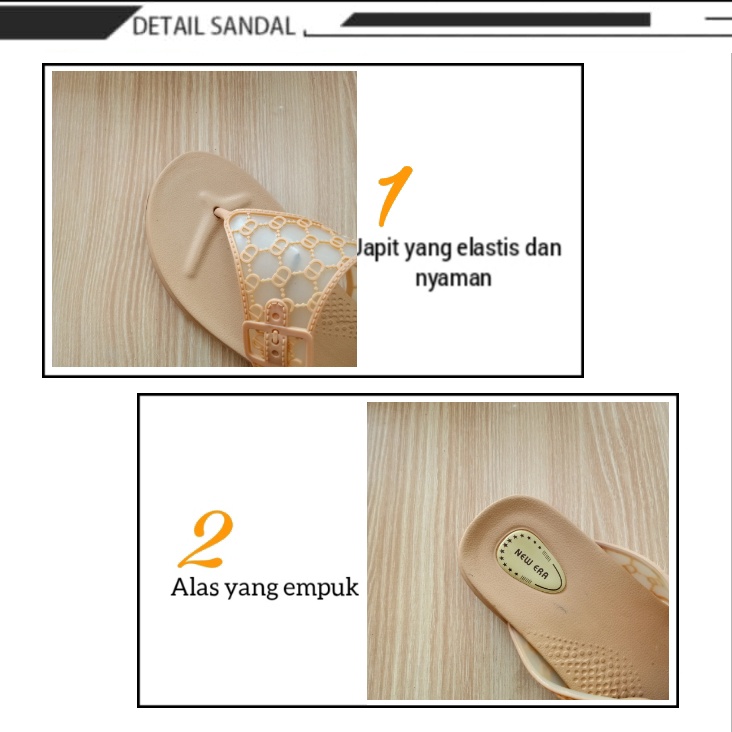 gof NEW ERA LB.E 51113 Sandal Japit Perempuan Sendal Karet Wanita Casual