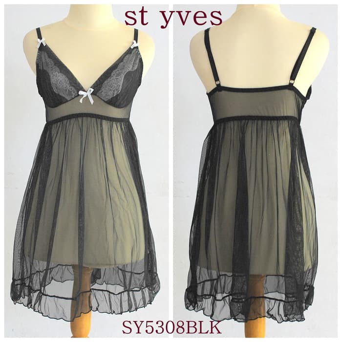 LINGERIE ST YVES, BAHAN MESH TRANSPARAN, TANPA KAWAT SY5308BLK
