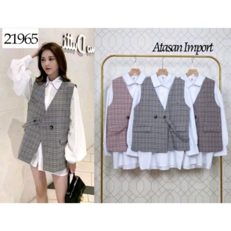 Atasan Blouse Kemeja Set Rompi Vns