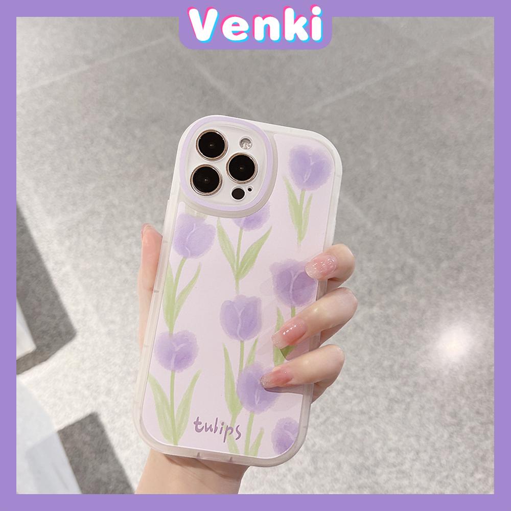 iPhone Case Silicone Soft Case Clear Case Shockproof Camera Cover Protection Purple Tulip Flowers Compatible For iPhone 11 iPhone 13 Pro Max iPhone 12 Pro Max iPhone 7 Plus xr