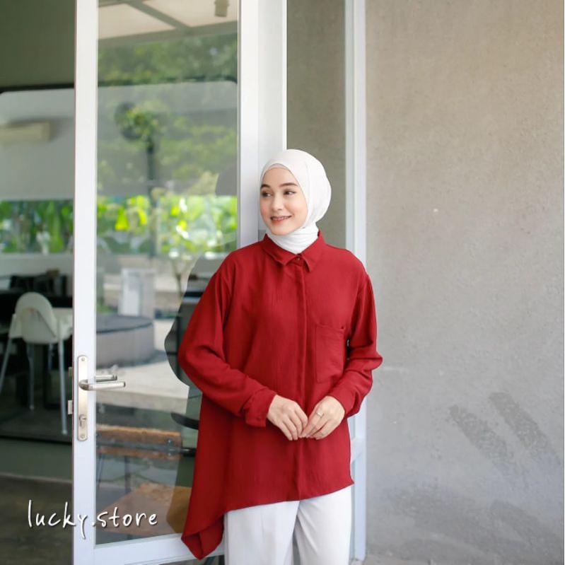 YUKI BLOUSE CRINKLE//OVERSIZE SHIRT POLOS