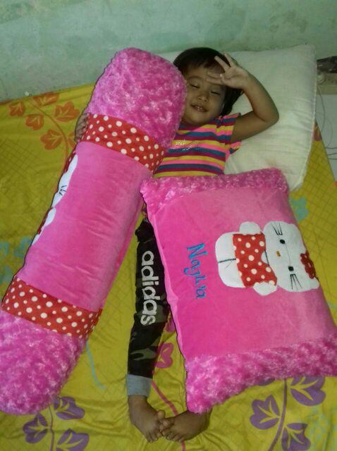 Bantal Set Karakter(guling+bntal)  Bntal 40x55cm, Guling 80cm, Free Nama,,/