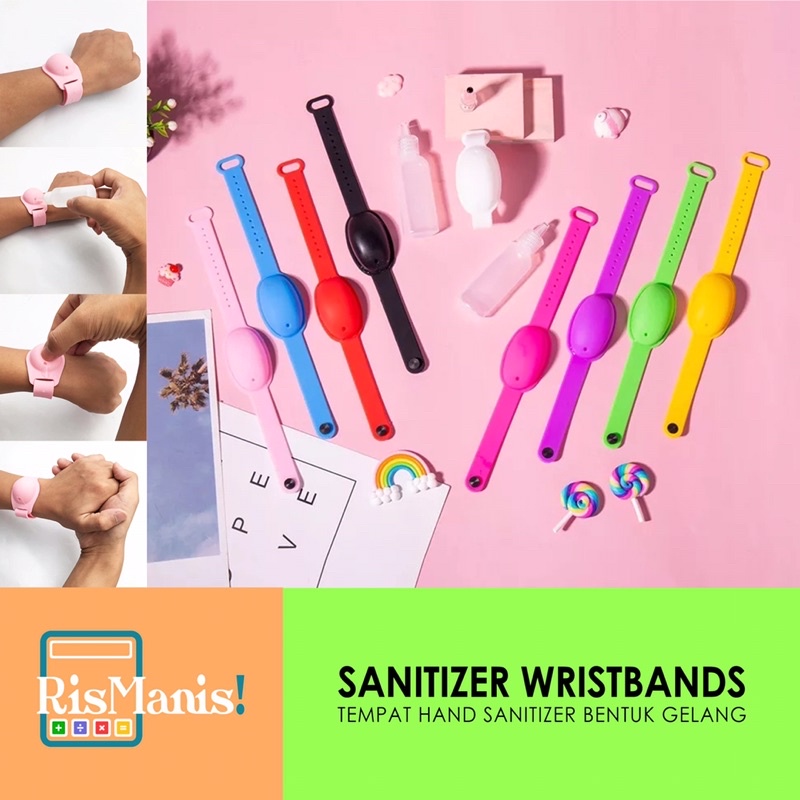 HAND SANITIZER WRISTBANDS - Gelang Portable Tempat Antiseptic Bahan Silikon Praktis Lembut Nyaman