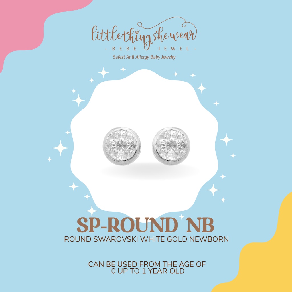 Anting Anak Littlethingshewear Round Swarovski White Gold Newborn SP-ROUND NB 0,5gr