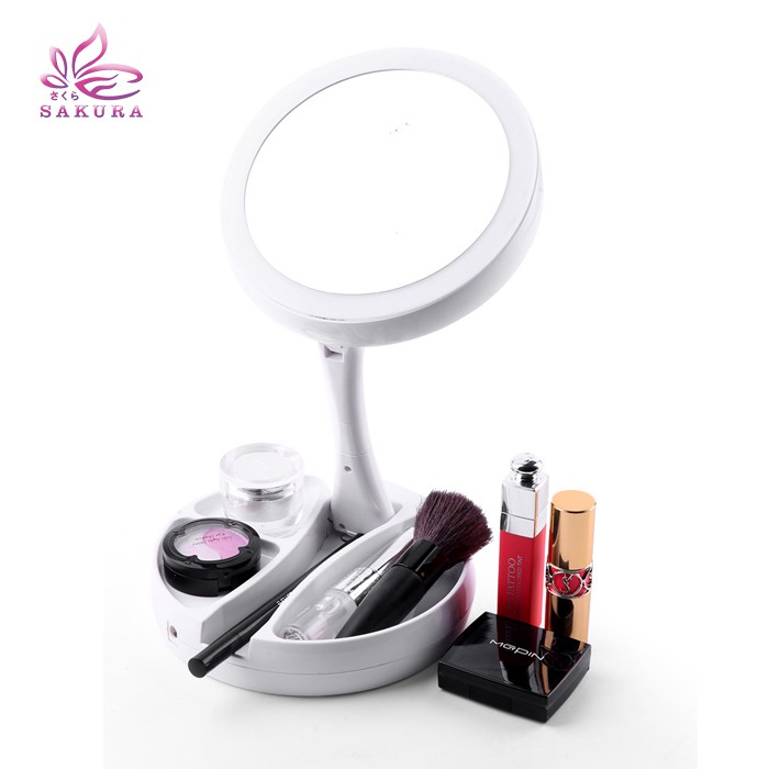 Cermin LED Lipat / Cermin LED Foldable / Cermin LED Portable Kaca Rias Make up  SOSOYO