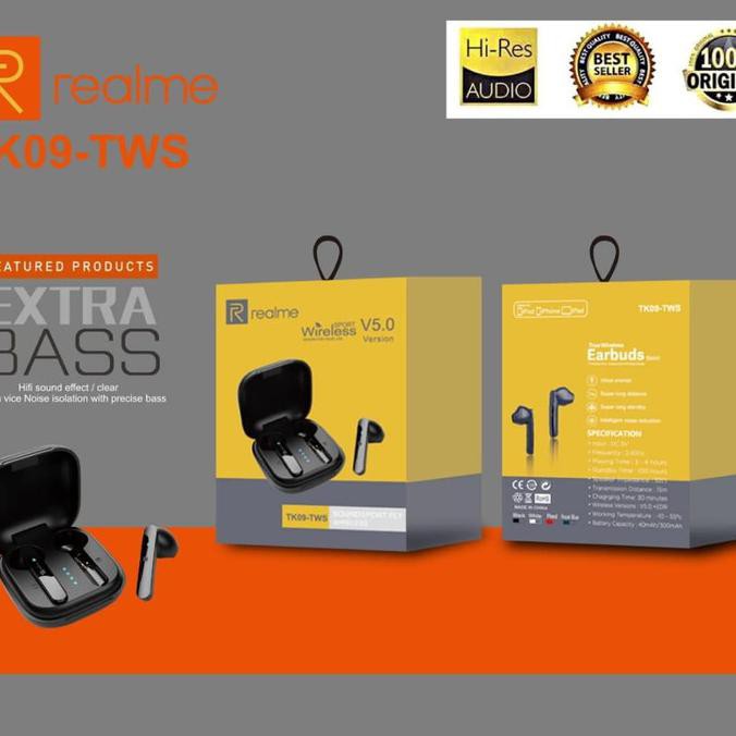 Hf Bluetooth Realme Tk09 Ori Tws Earpods Wireless Bluetooth Headset Ai - Black Sanah667