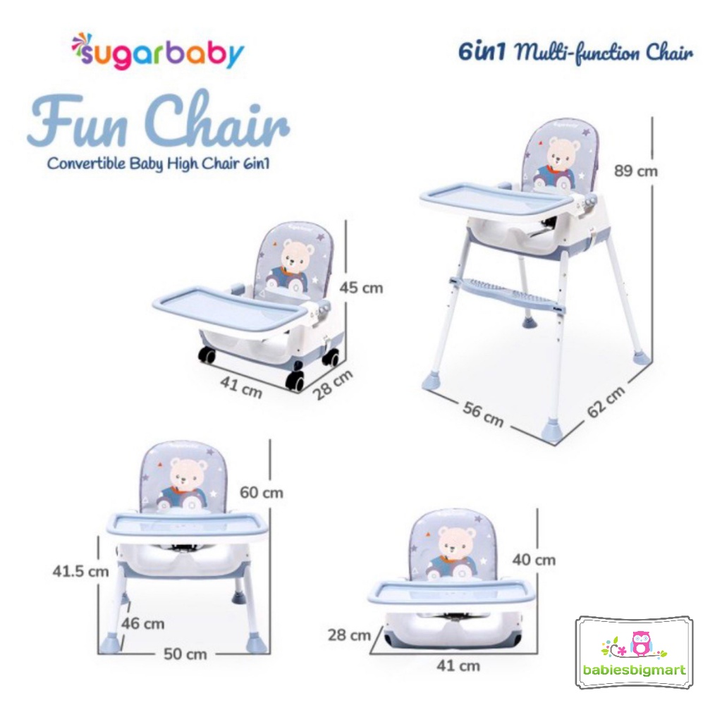 SUGAR BABY FUN CHAIR CONVERTIBLE BABY HIGH CHAIR 6IN1 / SB 925 KURSI MAKAN FUNC