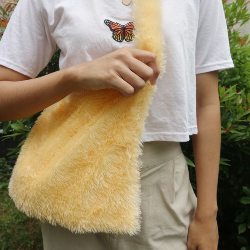 fluffy yellow bag