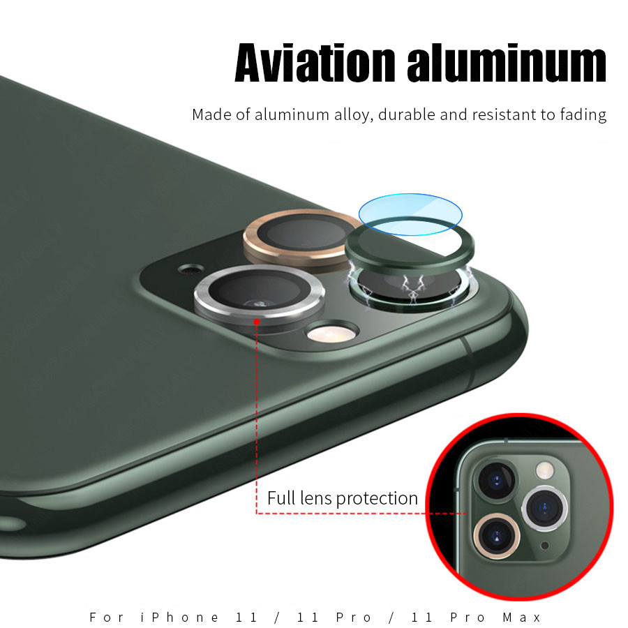 Camera Lens Protector For iPhone 11 pro max Metal Ring Full Cover Glass For iPhone11 11promax Protective Cap 11pro