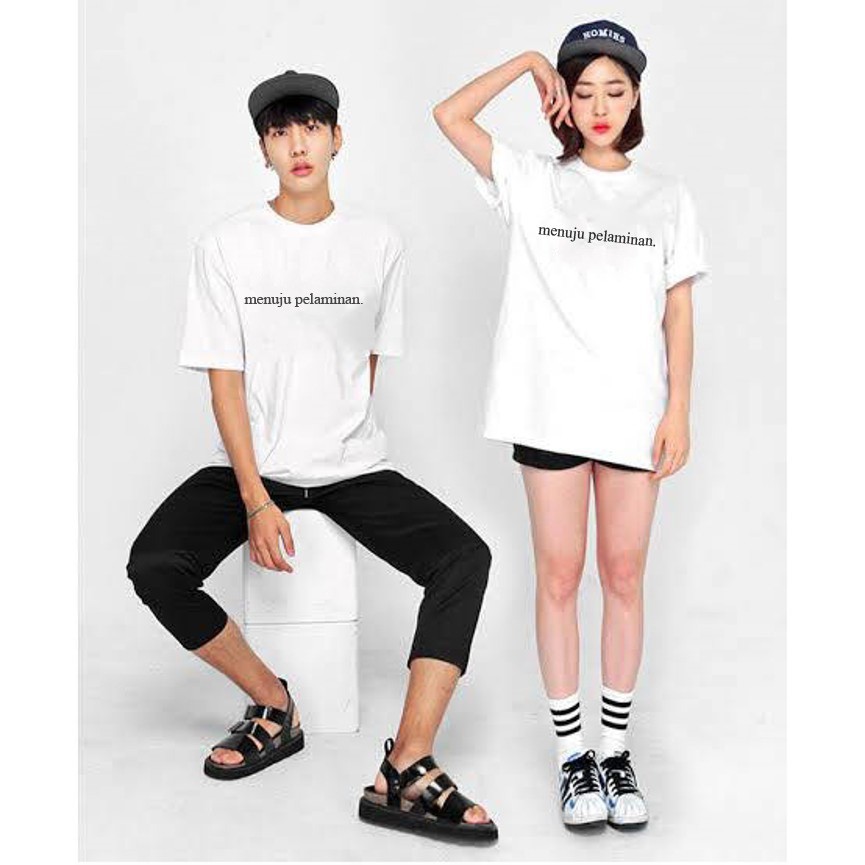 Bisa COD | size M L XL menuju pelaminan kaos foto prewed couple engagement prewedding baju tunangan