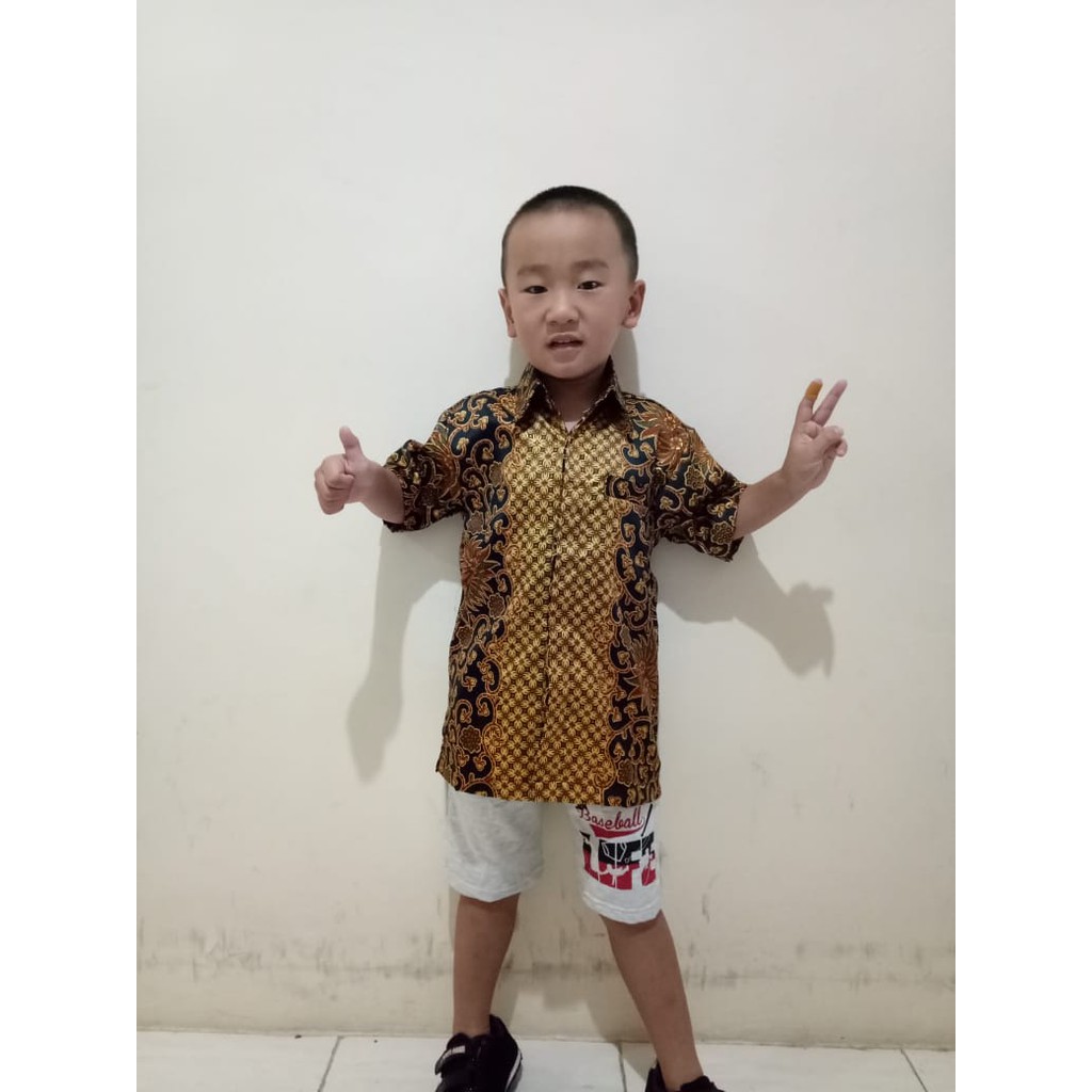 SB Collection Atasan Kemeja Ryo Lengan Pendek Batik Anak Laki-laki