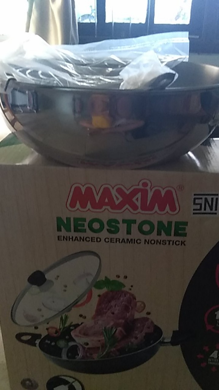 Wajan Cekung Maspion Stainless Free Spatula & Tempura Rack Original Termurah