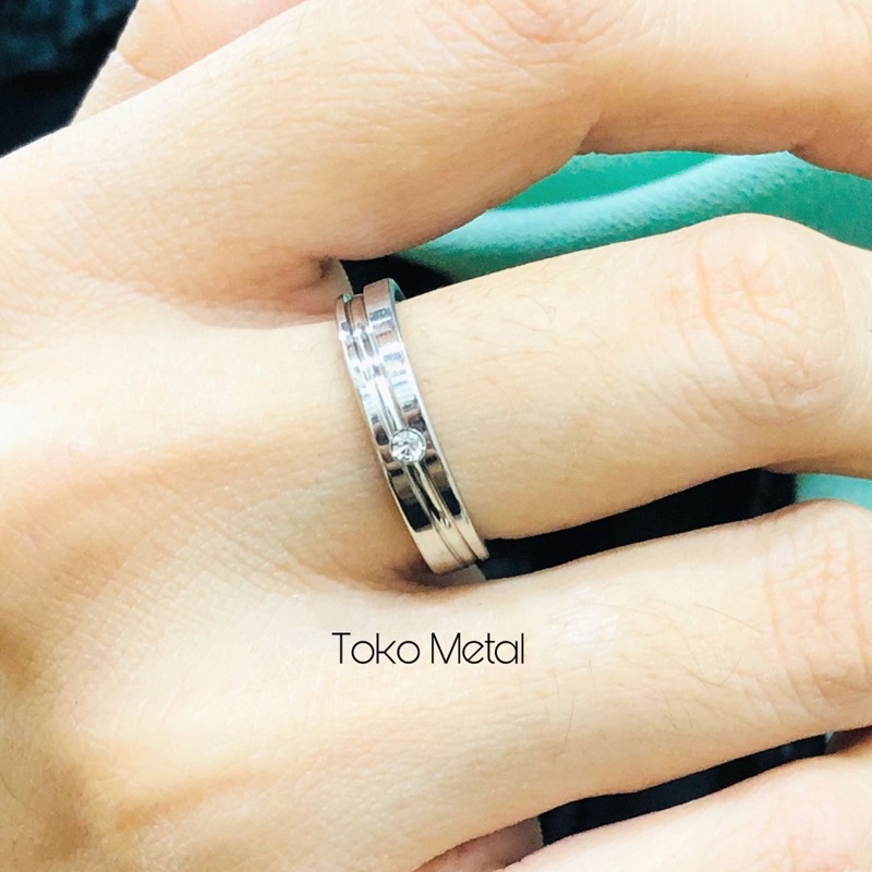 CINCIN TITANIUM MATA SATU SILVER &amp; GOLD PRIA &amp; WANITA [ Toko Metal ]