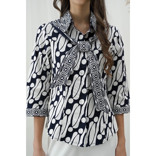 Atasan Batik 300 AON Navy/ Blouse Batik Wanita/ Batik Couple