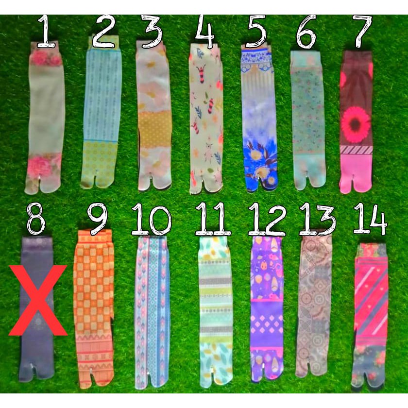 Kaos Kaki Jempol Motif Bunga Printing Murah Terbaru Tapak Hitam Panjang Muslimah