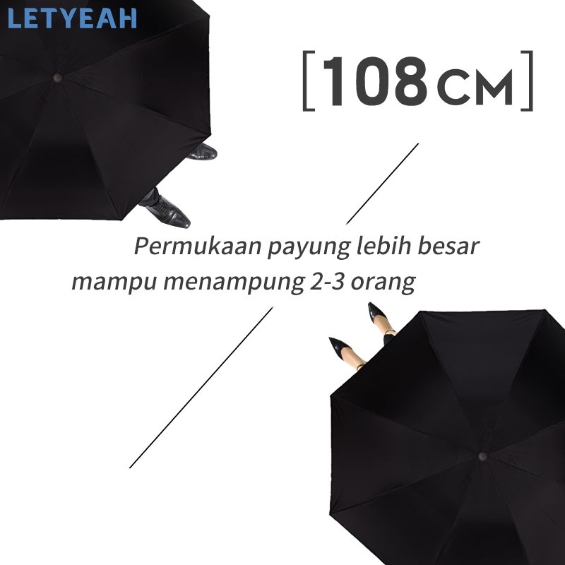 letyeah 10 tulang Payung lipat jumbo kokoh anti uv tahan angin dan hujan /payung lipat bisnis hitam