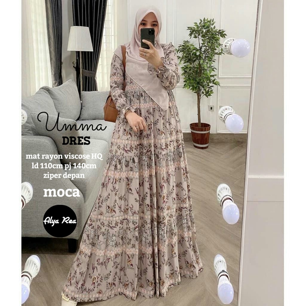 Best seller Gamis aura maxi dress Umma melody rayon viscose hq berat 400 gram ori
