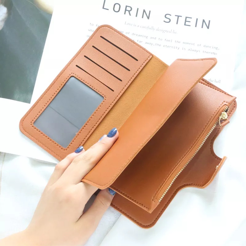 ( GS ) Dompet Lipat DPanjang ompet Wanita Polos Korea Fashion