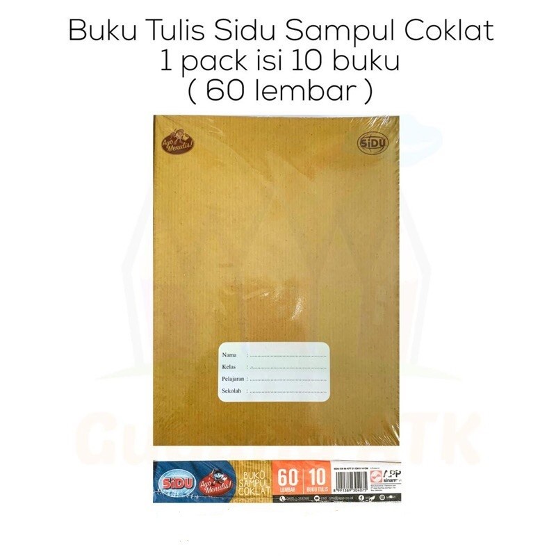 BUKU TULIS SAMPUL COKLAT 1 Pack (10 buku) isi 60 Lembar