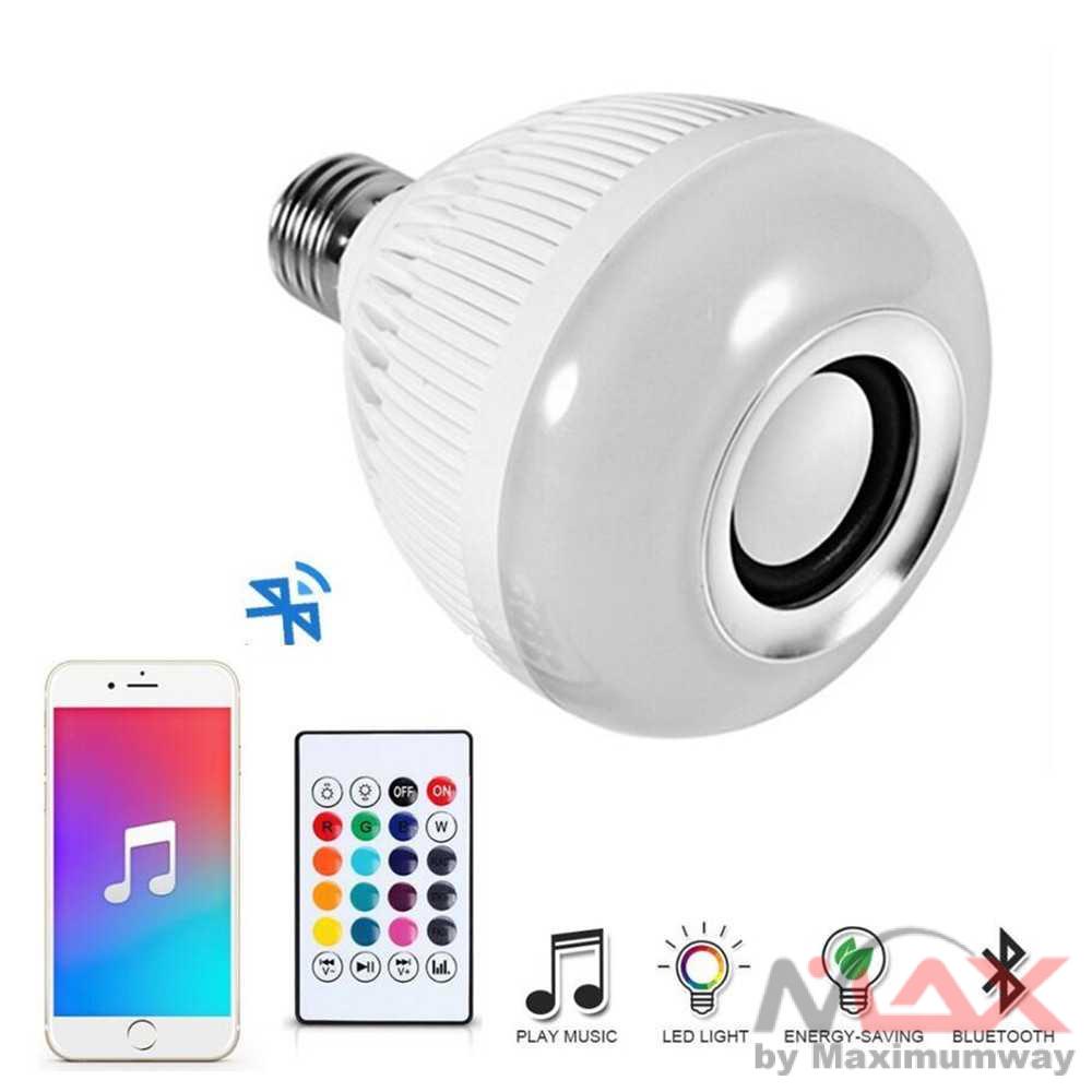 Bohlam Led RGB Warna Warni dengan Plus Speaker bluetooth Plus Remote,  220V 12W, Bohlam LED RGB E27 12W E27 Dimmable LED Bulb Wireless Smart Bluetooth Built-in Audio Speaker RGB+White Music Light Bulbs with Remote Control