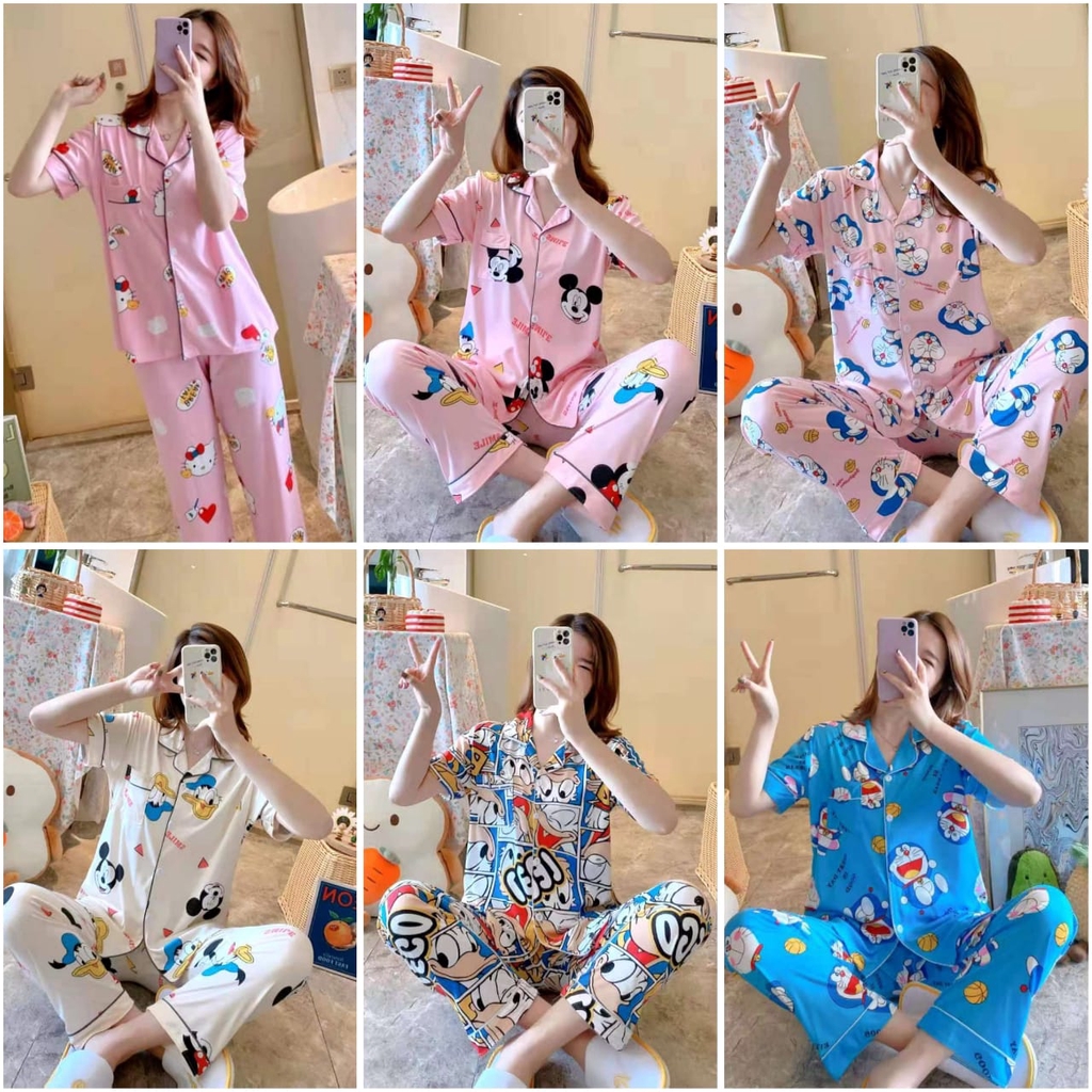 RAINBOW- Piyama /Baju Tidur Dewasa CP KRAH /Bahan katun Import motif MIX