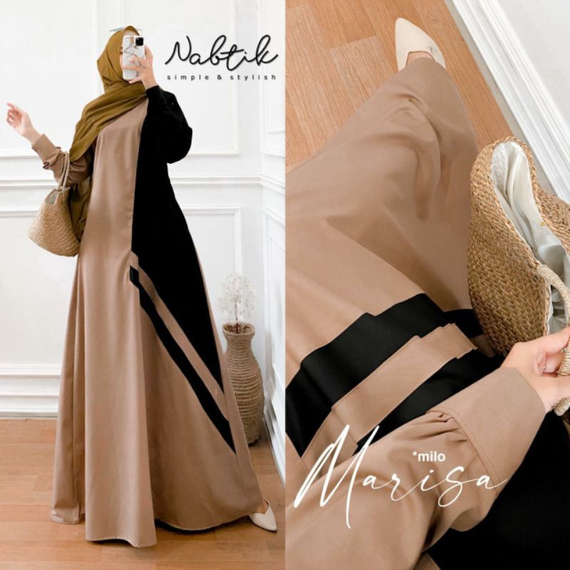Restokk  gamis wanita MARISA original Nabtik/gamis polos terbaru