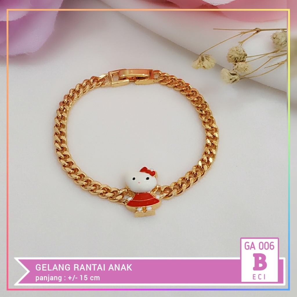 Gelang xuping gelang anak rantai simple hello kitty perhiasan lapis emas gold GA 006