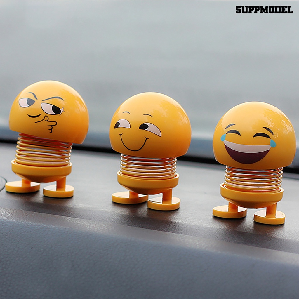 Suppmodel Boneka Pegas Smiley Face Kepala Bergoyang Untuk Dashboard Mobil