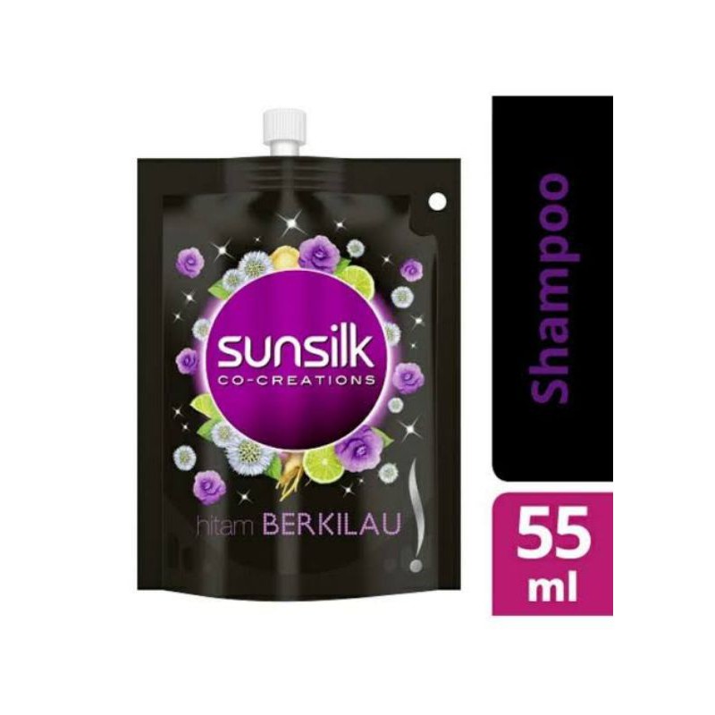 Sunsilk shampoo pouch hitam 55 ml / sunsilk shampoo soft and smooth 55 ml