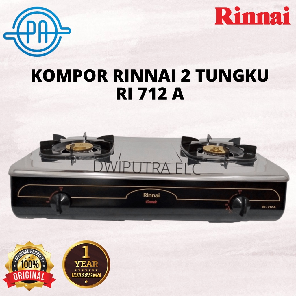 KOMPOR GAS 2 TUNGKU RINNAI RI712A RI 712 A API BESAR