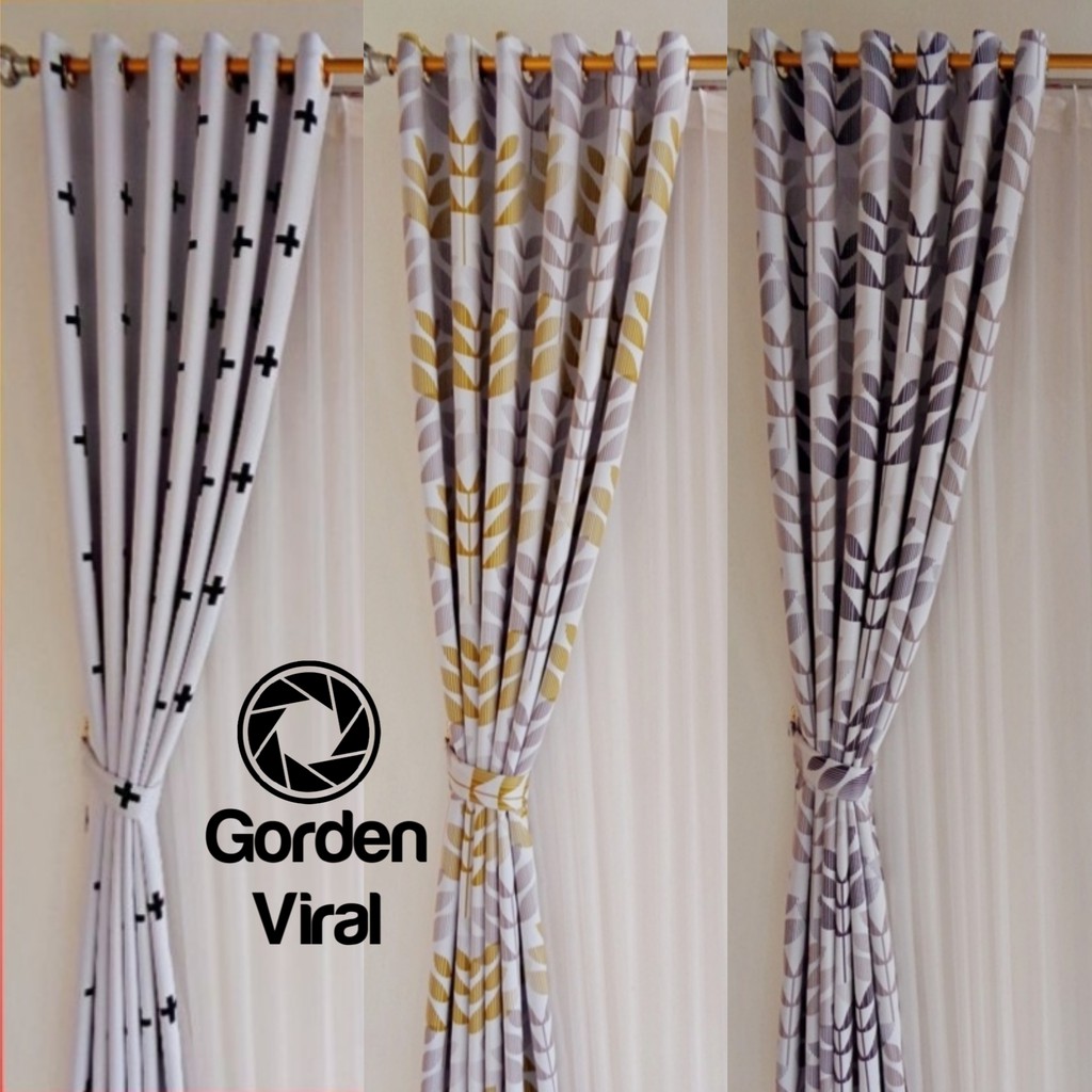 Gorden Blackout Motif 100 x 250 - 300 cm Hordeng Jendela Pintu Tirai Minimalis