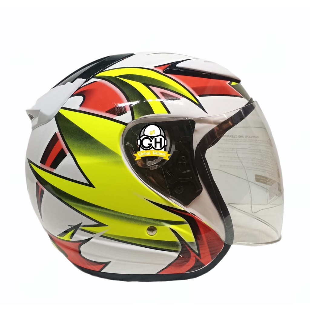 HELM NVR R-26 TUNDER WHITE HALF FACE SINGLE VISOR HELM MURAH SNI HELM DEWASA DJMARU GALAXY R6 R1