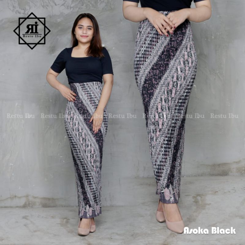 COUPLE KEMEJA BATIK ROK PRISKET BATIK MOTIF ASOKA BLACK