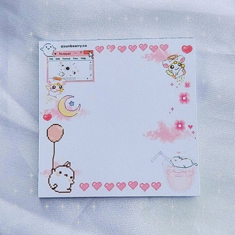 Memo pad by sunbearry.co custom memo pad bts snoppy aesthetic star scrabook-Hamtaro molang cute