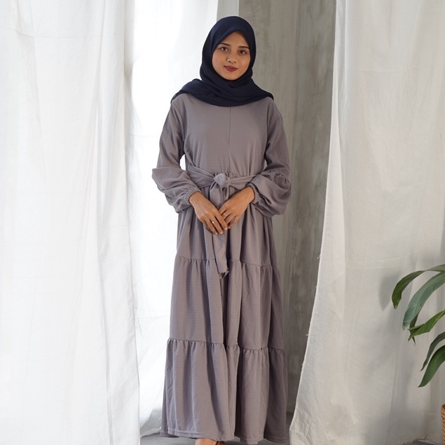 Gamis Wanita BUSUI Lengan Panjang Fashion Muslim Syifha Fit  L-XL Lingkar Dada 105cm Panjang 135cm