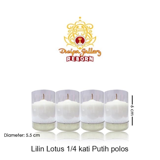 Lilin/Candle Puja Sembahyang Pilar Lotus 1/4 Kati Putih Polos