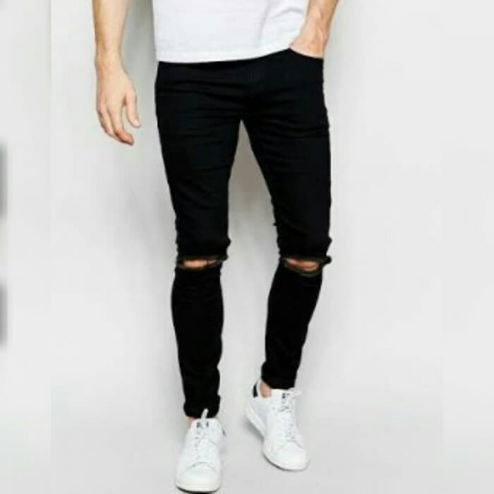 Ripped Jeans pria celana levis sobek black hitam keren distro murah