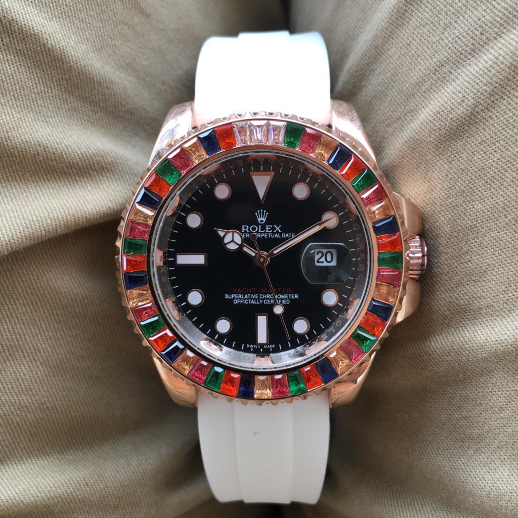 JAM TANGAN KASUAL WANITA ROLEX TANGGAL AKTIF TALI RUBBER