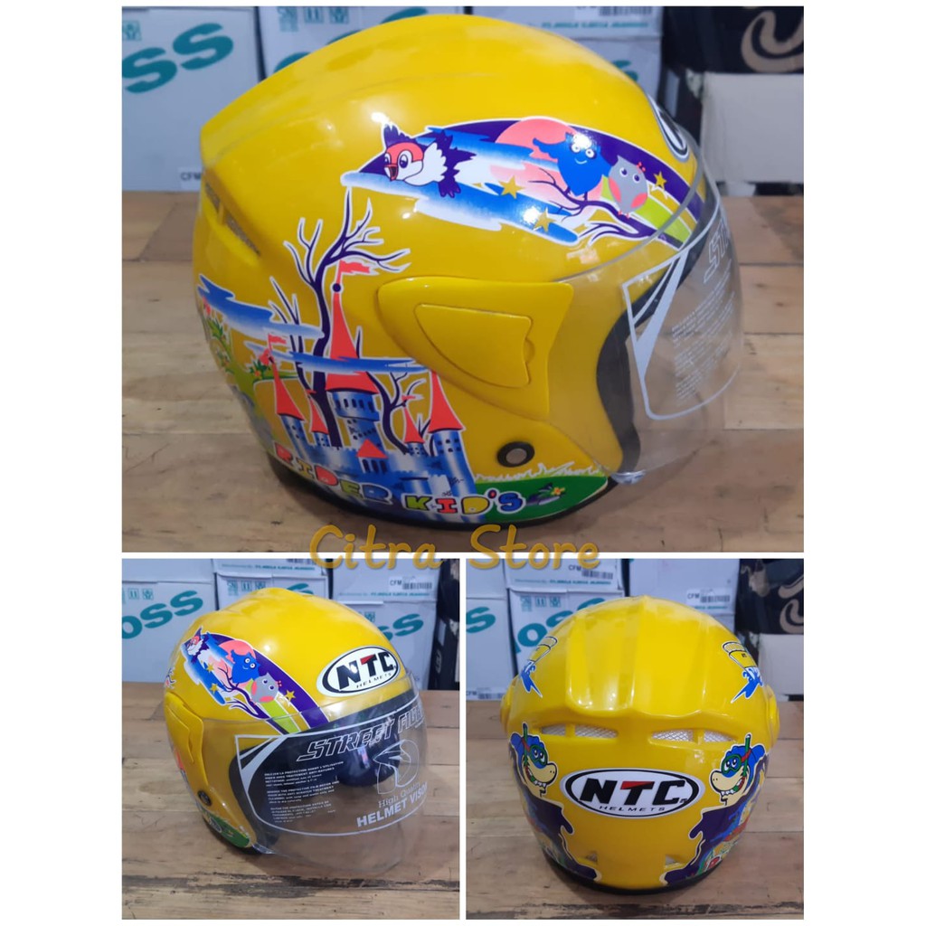 Helm Anak NTC Kuning Motif Flying Fox - Helm Anak Cowok SNI