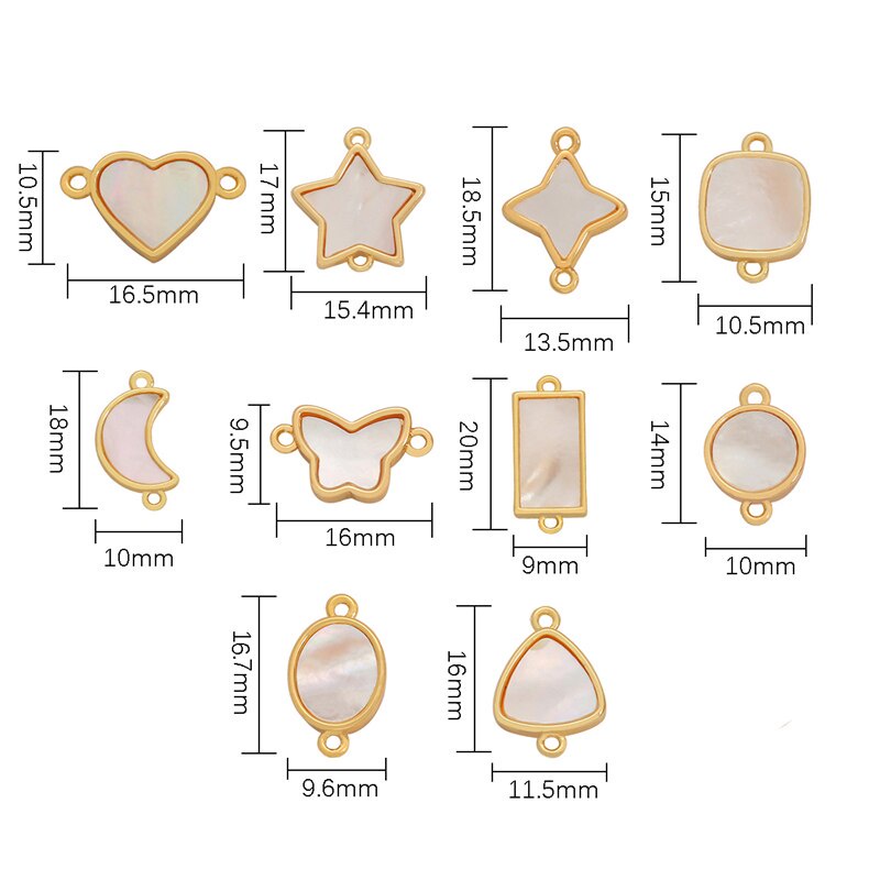 1pc 18k Gold Heart Butterfly Star Moon DIY Charm Pendants Connectors Dangle Earring Necklace Making Wholesale Plated