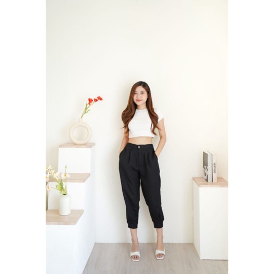 Pants Highwaist Midi Jogger Pants Celana Kantor Celana Kulot Celana