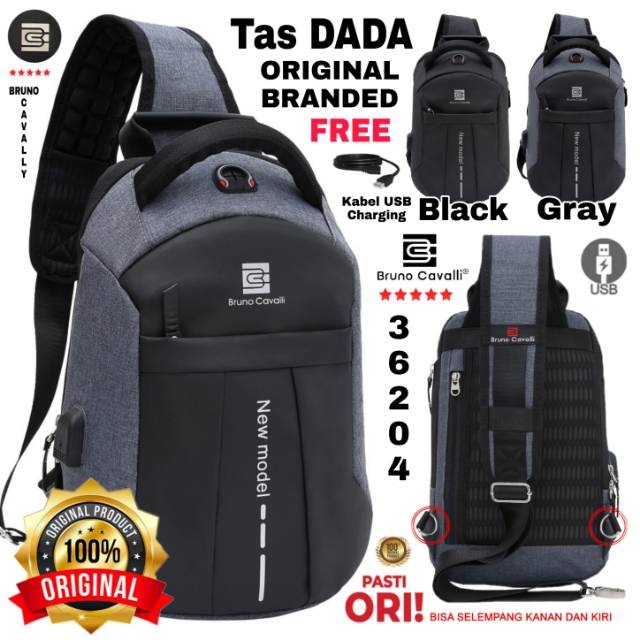 Bruno Cavalli 36204 Tas SELEMPANG DADA ANTI AIR & ANTI MALING USB CHARGING IMPORT PRIA/COWOK/UNISEX