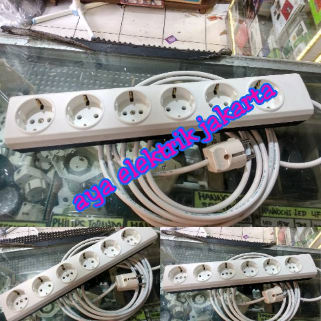 BROCO 6 LOBANG + KABEL 5 METER STOP KONTAK RAKITAN BROCO STOP BROCO 6 LOBANG RAKITAN STOP KABEL