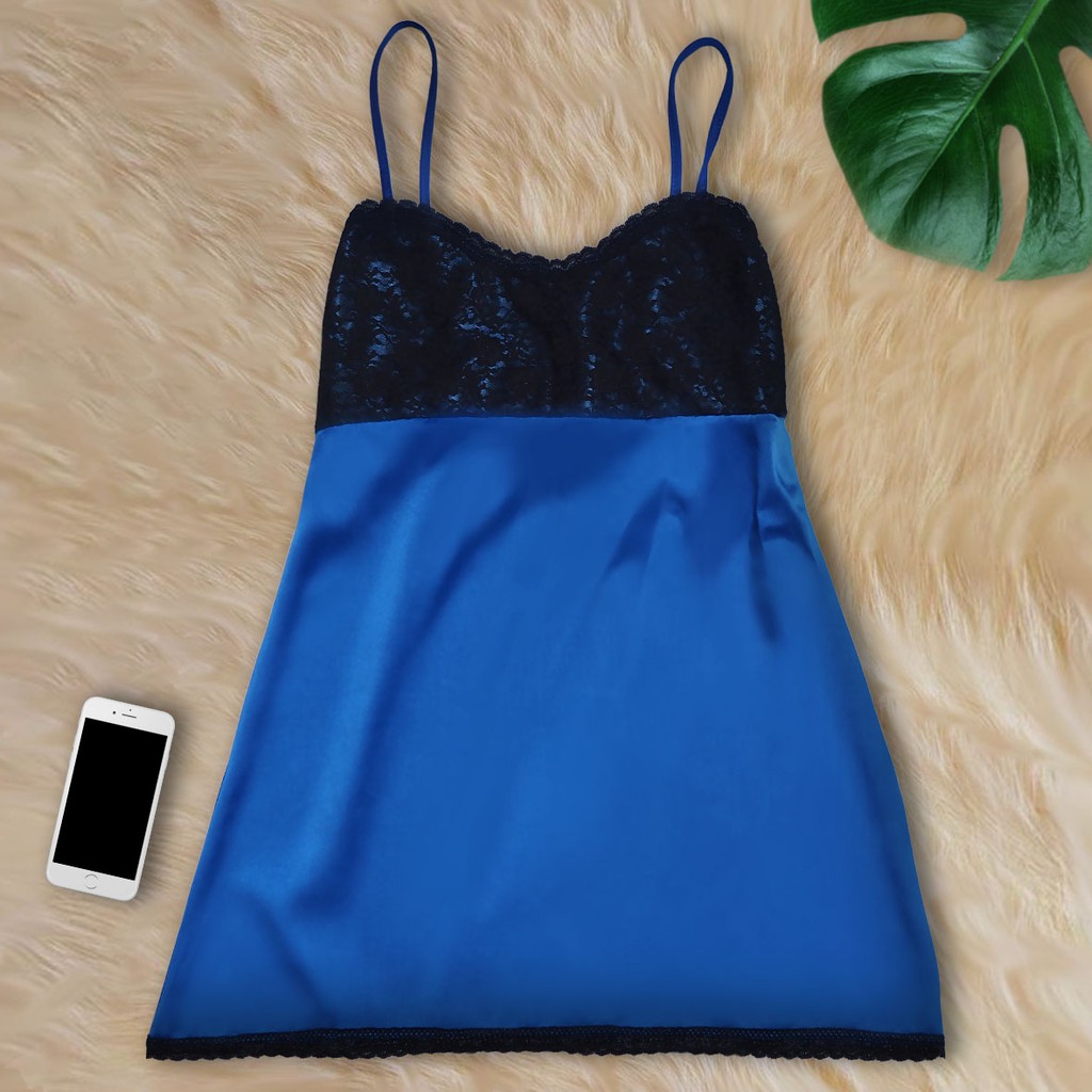 FOLVA tanktop dress premium baju tidur maxmara A1005LB biru all size