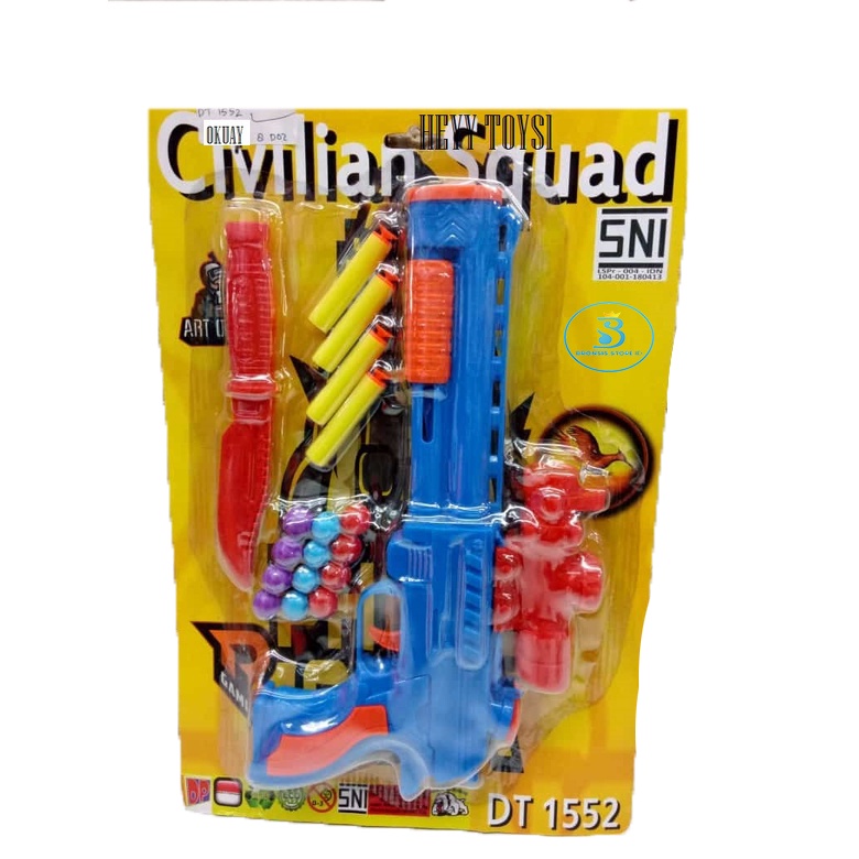 BRON - Mainan Anak Pestol Tembak Tembakan DT 1552 - Pestol Shotgun Peluru Busa Civilian Squad