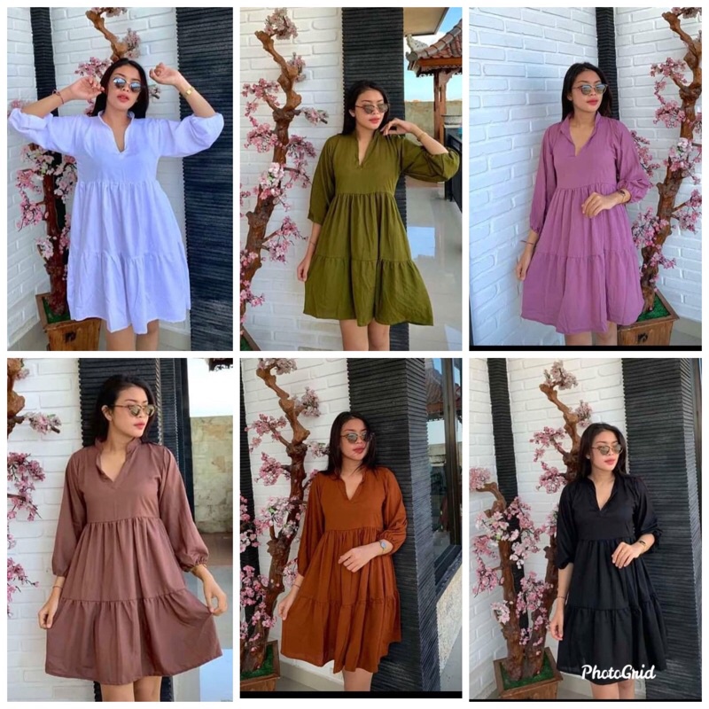 Dress Kerah Rempel / Basic Dress Rempel / Homewear Casual Dress