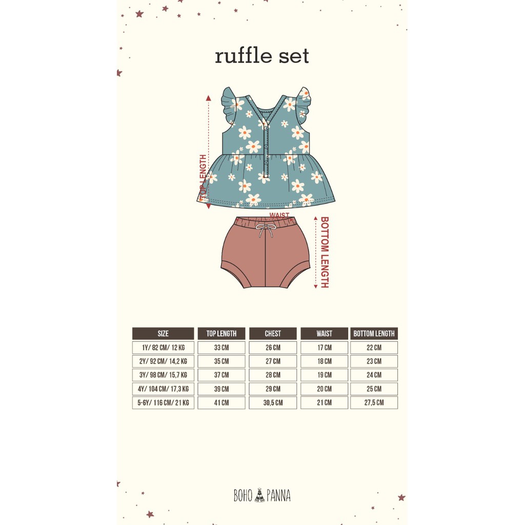 Bohopanna Ruffle Set 1-6 Tahun Setelan Ruffle Celana Anak Perempuan Lucu CBKS so