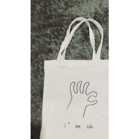 Tote Bag Kanvas dan Rajut Quotes Bergambar Simple Ukuran 30x40