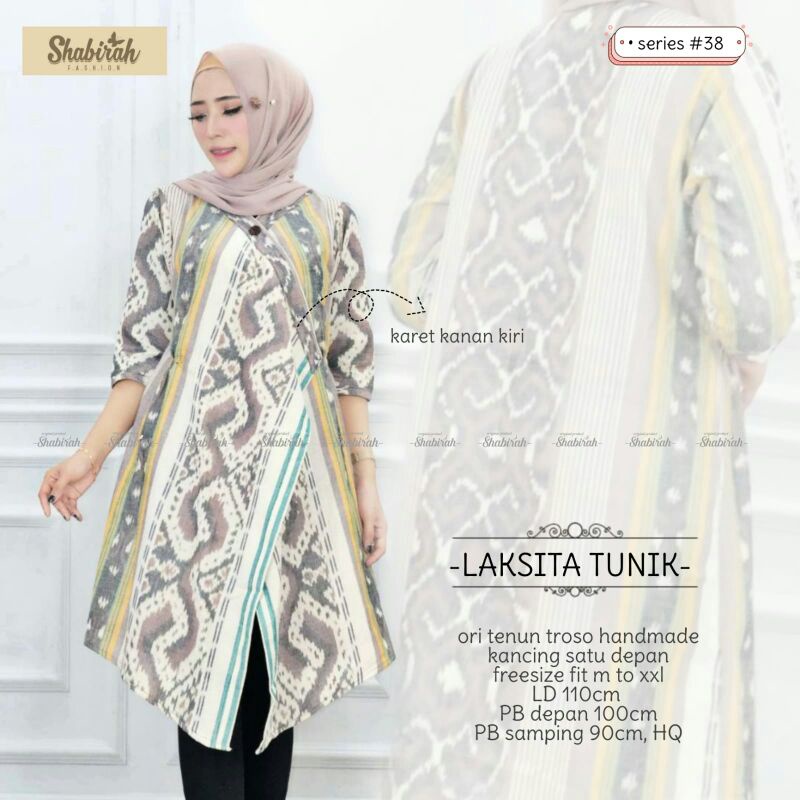 laksita tunik bahan tenun troso original shabirah